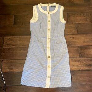 Tommy Hilfiger Women's Mini Houndstooth Knit Dress Kentucky Blue/White